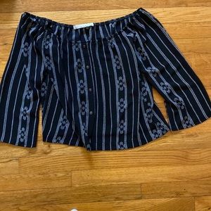 Stillwater printed off the should long sleeve blouse